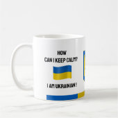 保Calm Ukraine & おもしろい文字,ウクライナ国旗 コーヒーマグカップ (左)