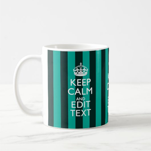 保Calm Your Text onターコイズストライプ Decor コーヒーマグカップ (左)