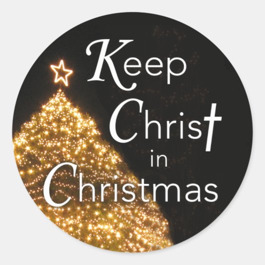 保Christ in Christmas Sticker w Tree, Round ラウンドシール (正面)