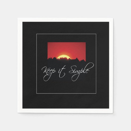 保ITのシンプルリカバリ、日の出、黒のリカバリ スタンダードカクテルナプキン (正面)