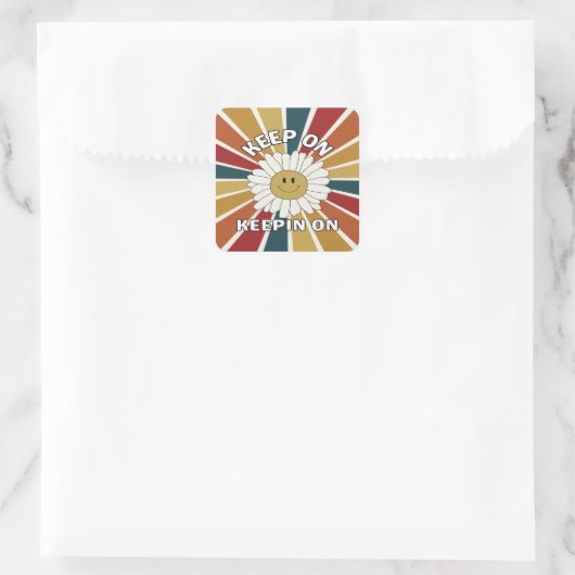 保Keepin Onレトロスクエアステッカー スクエアシール (バッグ)