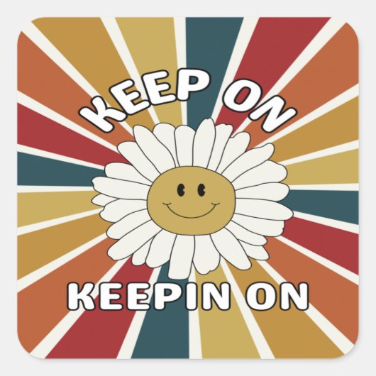 保Keepin Onレトロスクエアステッカー スクエアシール (正面)