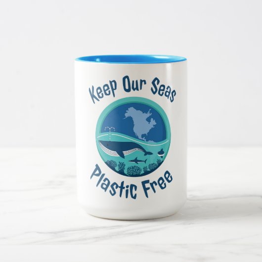 保Our Seas Plastic Free ツートーンマグカップ (中央)