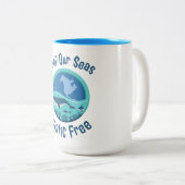 保Our Seas Plastic Free ツートーンマグカップ (正面右)