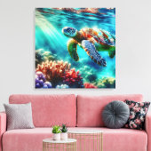 保Touch | ウミガメ泳ぎ キャンバスプリント (インサイチュ (リビング))