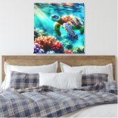 保Touch | ウミガメ泳ぎ キャンバスプリント (インサイチュ (寝室))