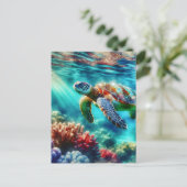 保Touch | ウミガメ泳ぎ ポストカード (スタンド正面)