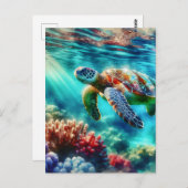 保Touch | ウミガメ泳ぎ ポストカード (正面/裏面)