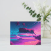 保Touch |ピンクの海波 ポストカード (スタンド正面)