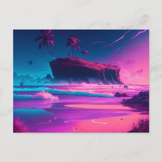 保Touch |ピンクの海波 ポストカード (正面)