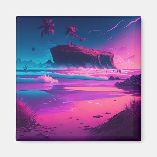 保Touch |ピンクの海波 マグネット (正面)