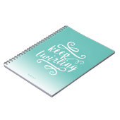 保Twinling Aqua & White Gradientグラデーション引用文 ノートブック (左側)