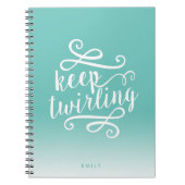 保Twinling Aqua & White Gradientグラデーション引用文 ノートブック (正面)