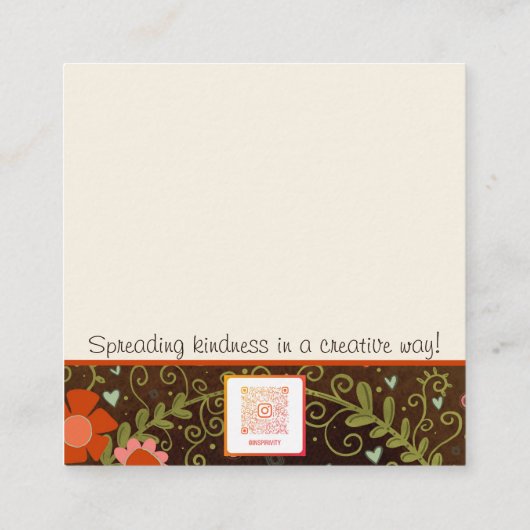 信かわいらし信フローラインスパイアハートの親切カード スクエア名刺 (裏面)
