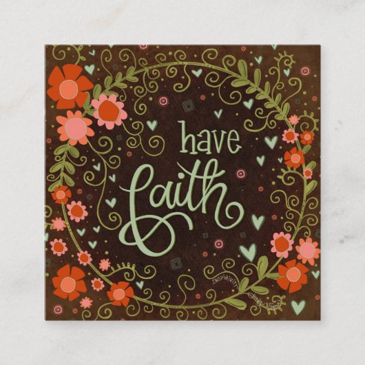 信かわいらし信フローラインスパイアハートの親切カード スクエア名刺 (正面)