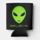 信じおもしろい緑エイリアンヘッドカスタム冷却器 缶クーラー (正面)