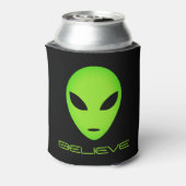 信じおもしろい緑エイリアンヘッドカスタム冷却器 缶クーラー (缶裏面)