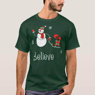 信じおもしろいSanta Christmas T-shirt Boy Girl Holi Tシャツ