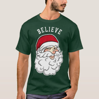 信じおもしろいSanta Christmas T-shirt Boy Girl Holi Tシャツ