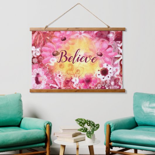 信じお洒落フローラ 吊り下げ型タペストリー (リビング)