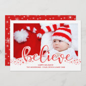 信じお洒落Christmas Hand Script Photo シーズンカード (正面/裏面)