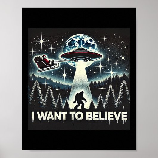 信じたい UFO ビッグフット サンタ クリスマス 雑貨 ポスター (正面)