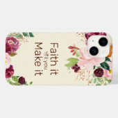 信じてピンクの水色フローラ Case-Mate iPhoneケース (裏面 (横))