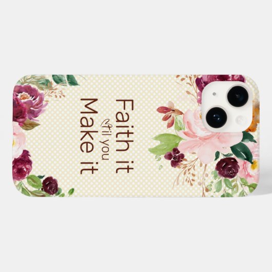 信じてピンクの水色フローラ Case-Mate iPhoneケース (裏面 (横))