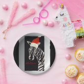 信じて下さい! サンタの赤い帽子を持つクリスマスのシマウマ ペーパープレート (パーティー)
