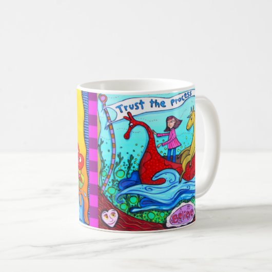 信じて下さい + プロセスコーヒー・マグを信頼して下さい コーヒーマグカップ (正面右)