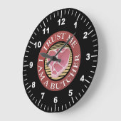 信じて、私は肉屋Tボーン ラージ壁時計 (傾斜)