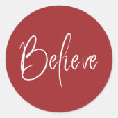 信じて 赤い ホリデー クリスマス ラウンドシール (正面)