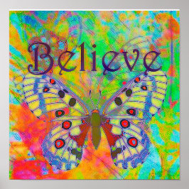 信じぶら下がったカラフル蝶のタペストリー ポスター