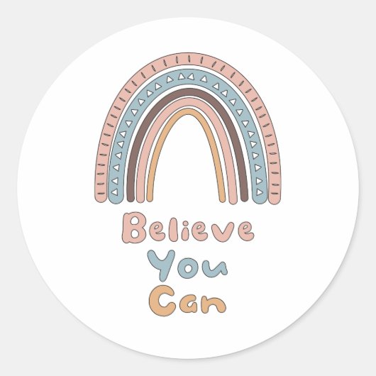 信じやる気を起こさせるカラフル虹 ラウンドシール (正面)