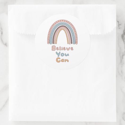 信じやる気を起こさせるカラフル虹 ラウンドシール (バッグ)