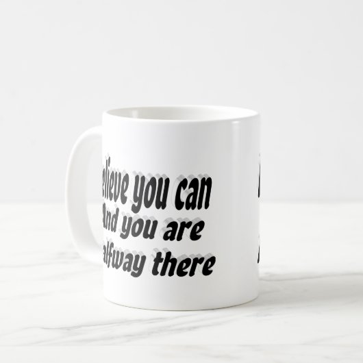 信じやる気を起こさせる引用文 コーヒーマグカップ (正面左)