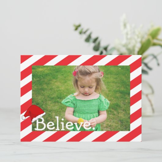 信じよう、ホリデー クリスマスの写真 シーズンカード (スタンド正面)