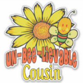 信じられないいとこのヒマワリとミツバチ シール (正面)
