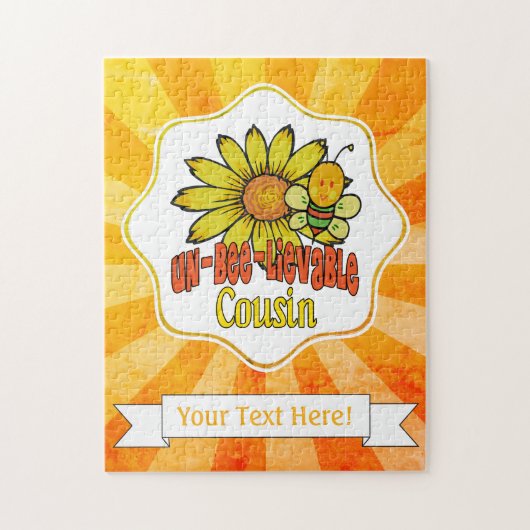 信じられないいとこのヒマワリとミツバチ ジグソーパズル (縦)