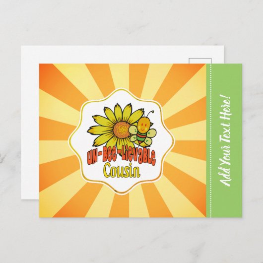 信じられないいとこのヒマワリとミツバチ ポストカード (正面/裏面)