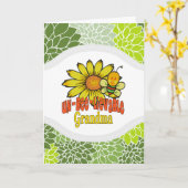 信じられないおばあちゃんヒマワリとミツバチ カード (黄色い花)