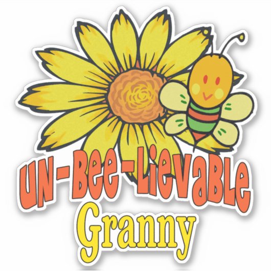 信じられないおばあちゃんヒマワリとミツバチ シール (正面)