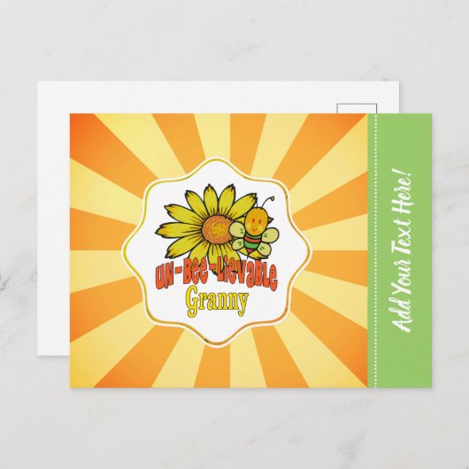 信じられないおばあちゃんヒマワリとミツバチ ポストカード (正面/裏面)