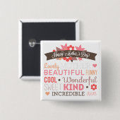 信じられないお母さんハッピーお母さんの日のピンボタン 缶バッジ (正面&裏面)