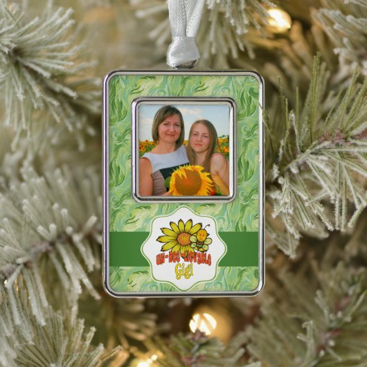 信じられないほどのギギヒマワリとミツバチ シルバープレートフレームオーナメント (ツリー)