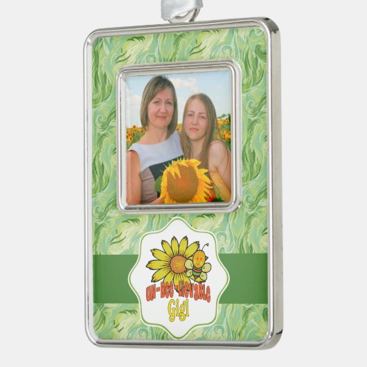 信じられないほどのギギヒマワリとミツバチ シルバープレートフレームオーナメント (左)