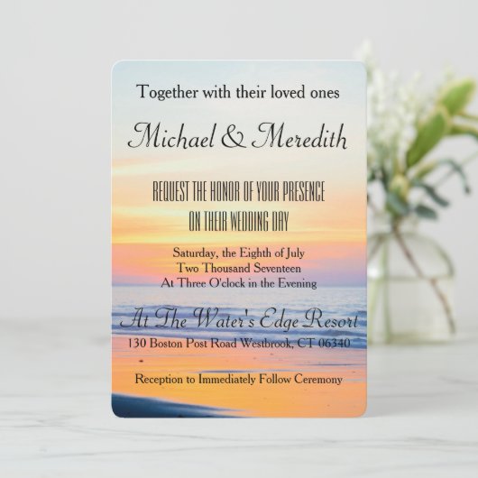 信じられないほどのサンセットビーチ結婚式招待状 招待状 (スタンド正面)