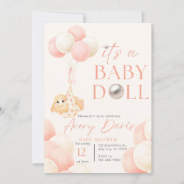 信じられないほどのピンクのテーマの赤ちゃんシャワーのウサギ 招待状