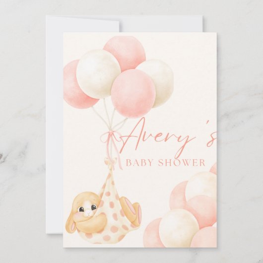 信じられないほどのピンクのテーマの赤ちゃんシャワーのウサギ 招待状 (裏面)