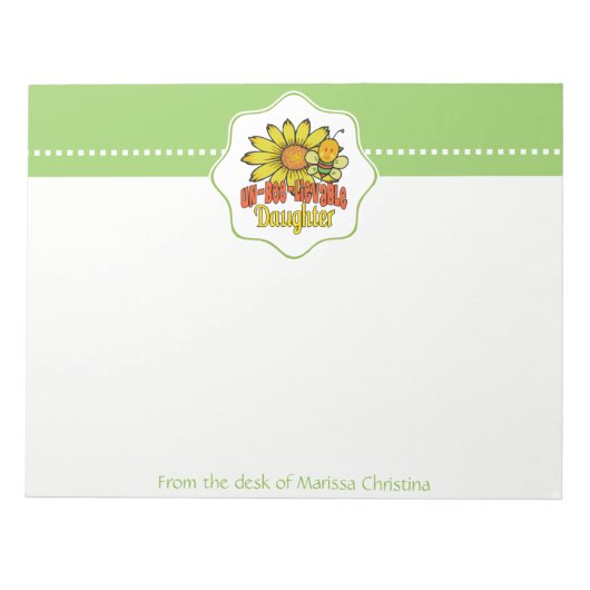 信じられないほどの娘ひまわりの花とミツバチ ノートパッド (正面)